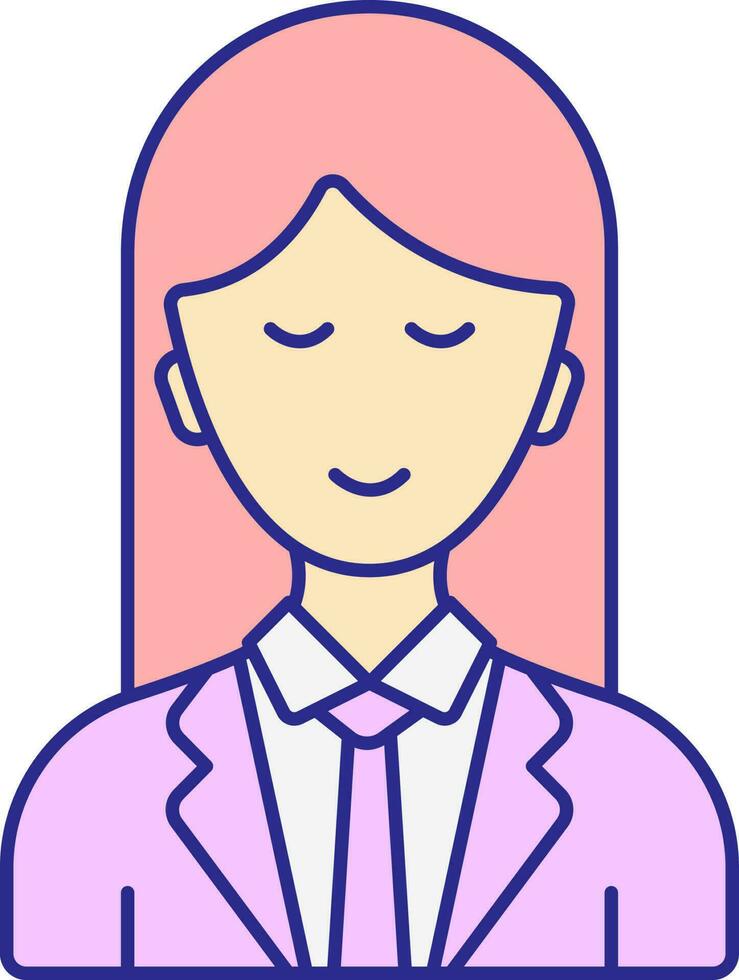 Smart Businesswoman With Open Hair Pink And Yellow Icon. vector