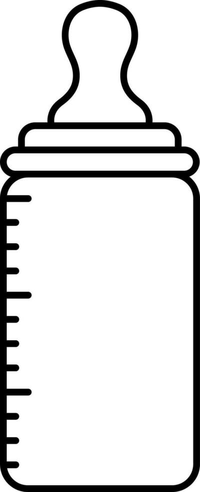 Black Thin Line Art Of Baby Milk Bottle Icon. vector