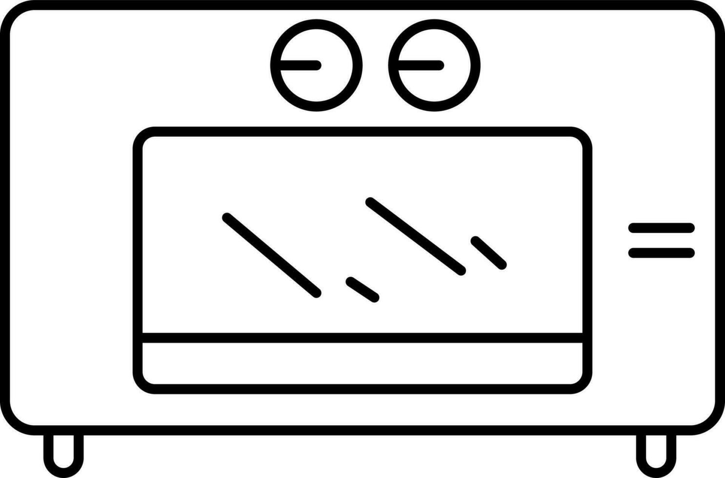 Black Outline Illustration Of Microwave Icon. vector