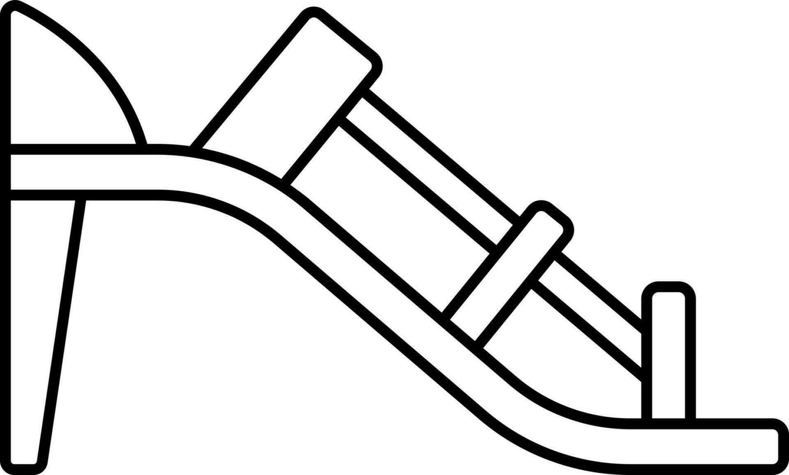 Black Linear Style Strip Sandal Icon. vector