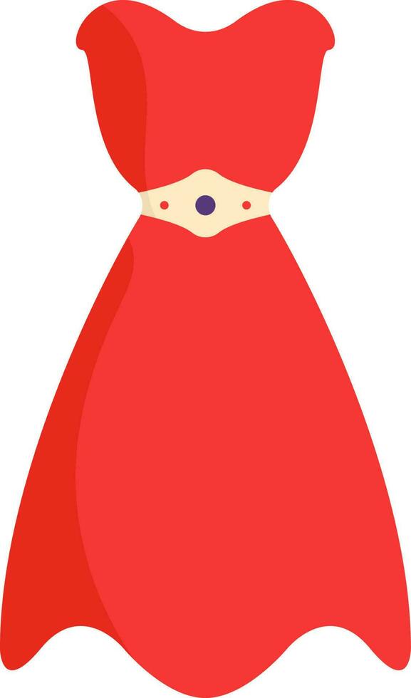 Isolated Strapless Dress Icon In Red Color. vector