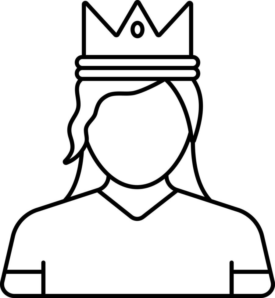 Faceless Female Wearing Crown Linear Icon. vector
