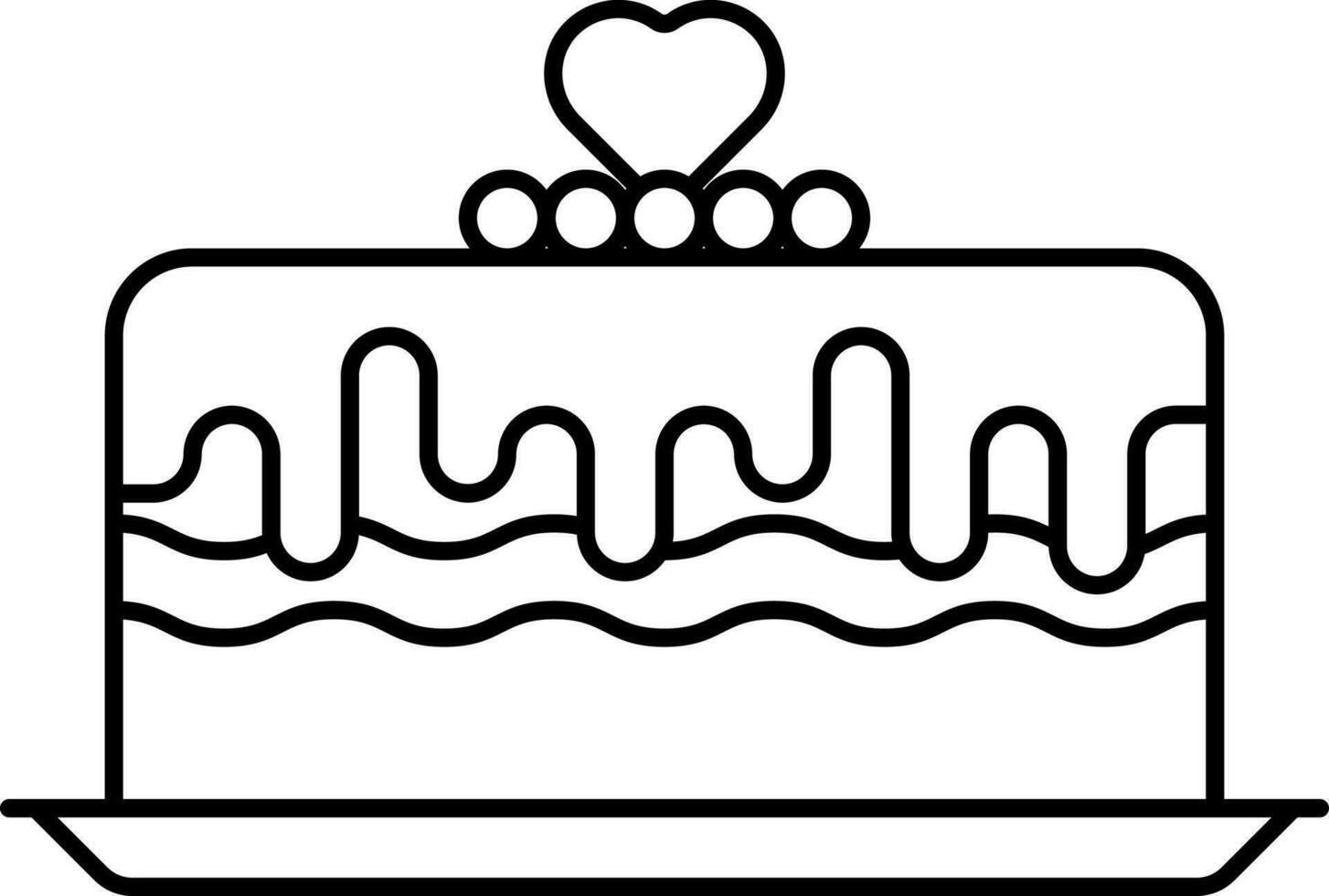 Heart Symbol Cake Black Outline Icon. vector