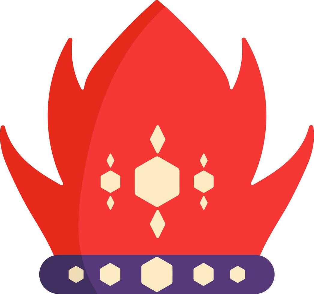 Red And Purple Illustration Of Spiked Crown Flat Icon. vector