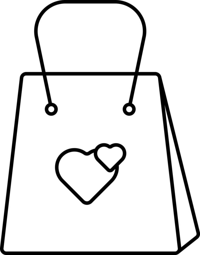 Double Heart Symbol Bag Black Stroke Icon. vector