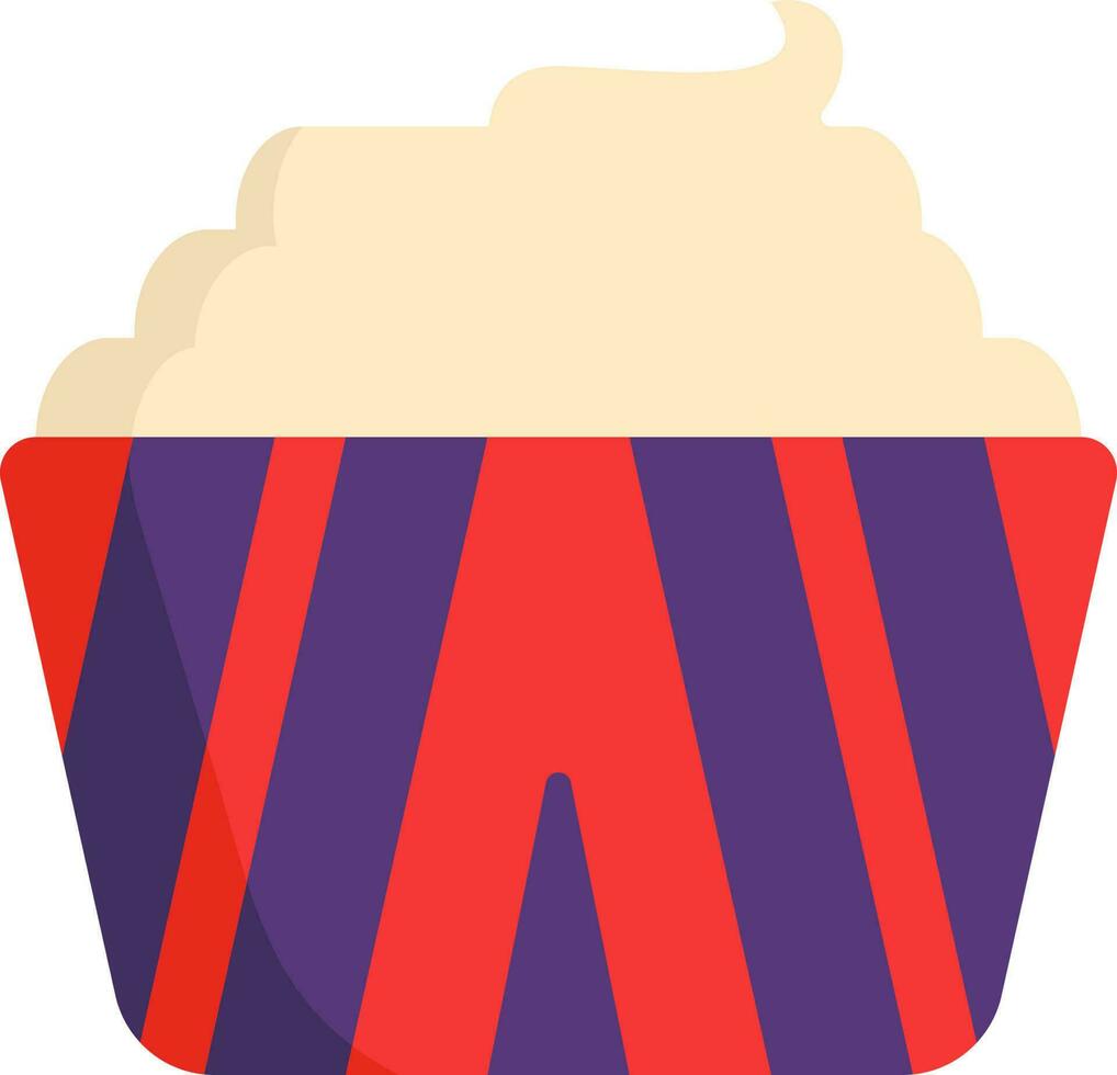 Red And Purple Striped Cupcake Flat Icon. vector
