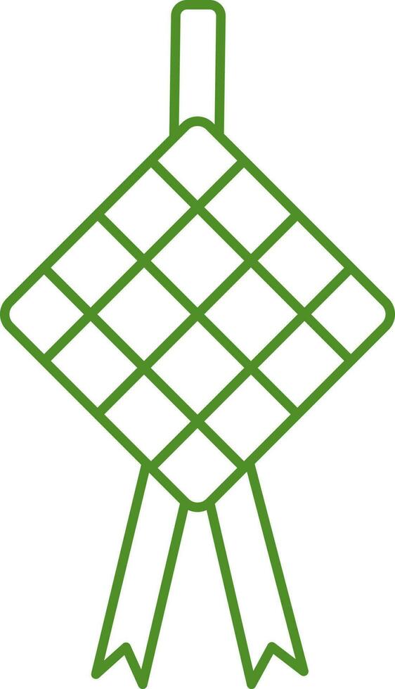 Green Linear Style Ketupat Icon Or Symbol. vector