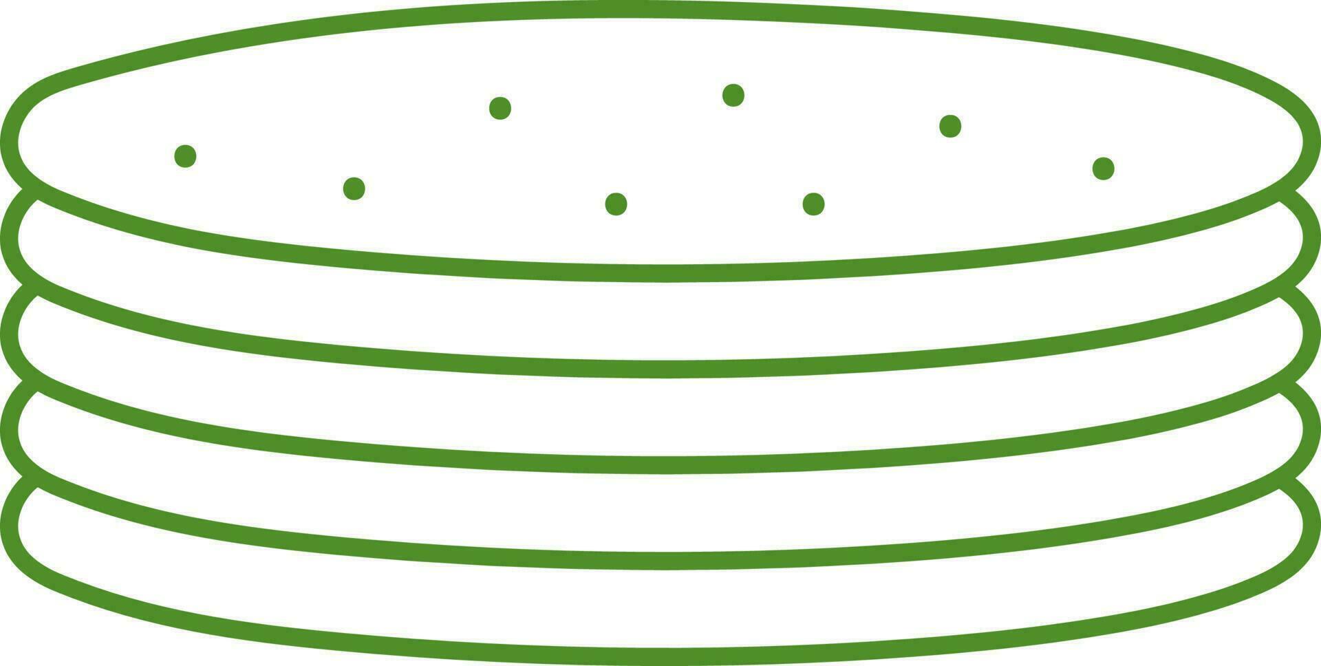 Green Thin Line Of Art Pita Bread Stack Icon. vector