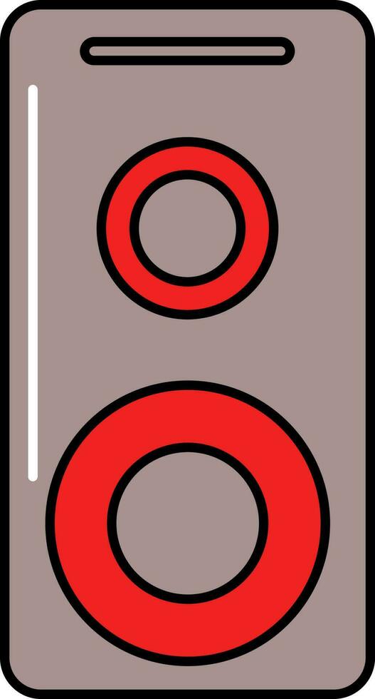 plano estilo altavoz rojo y gris pardo icono. vector
