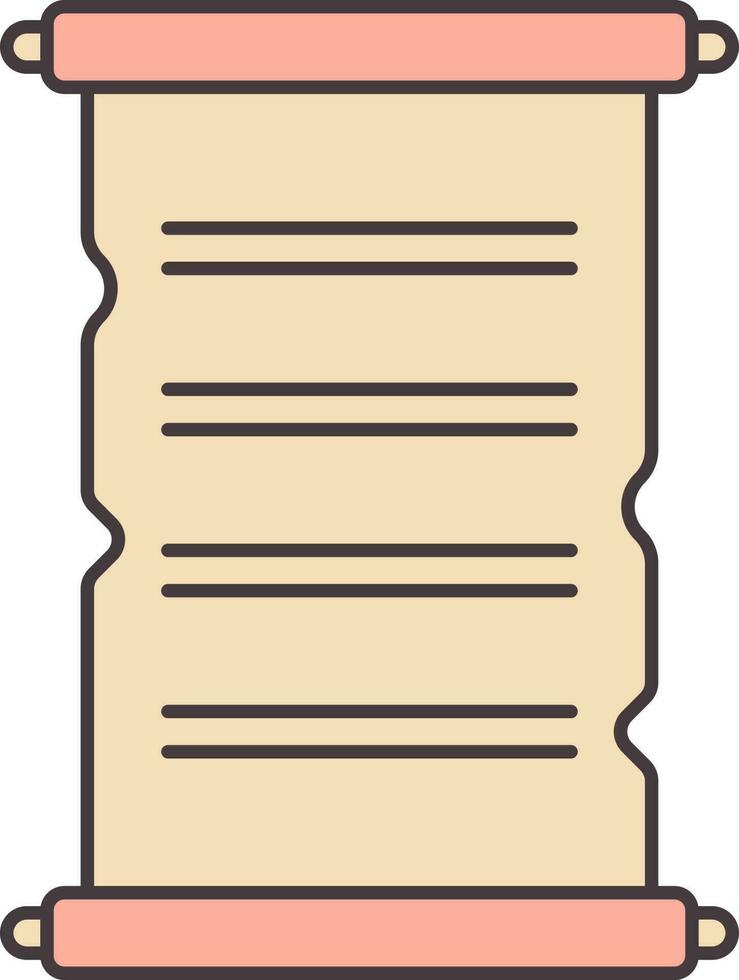 Flat Scroll Letter Icon In Peach Red And Yellow Color. vector