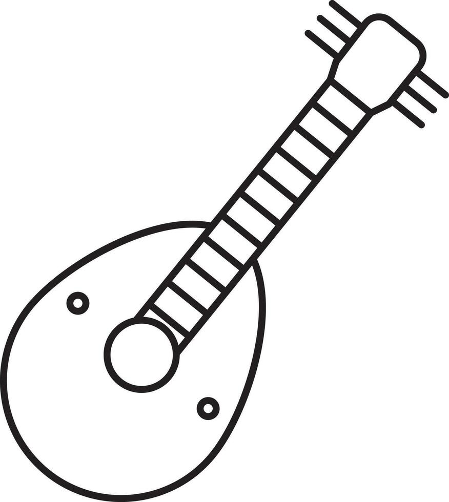 Illustration Of Guitar Icon In Line Art. vector