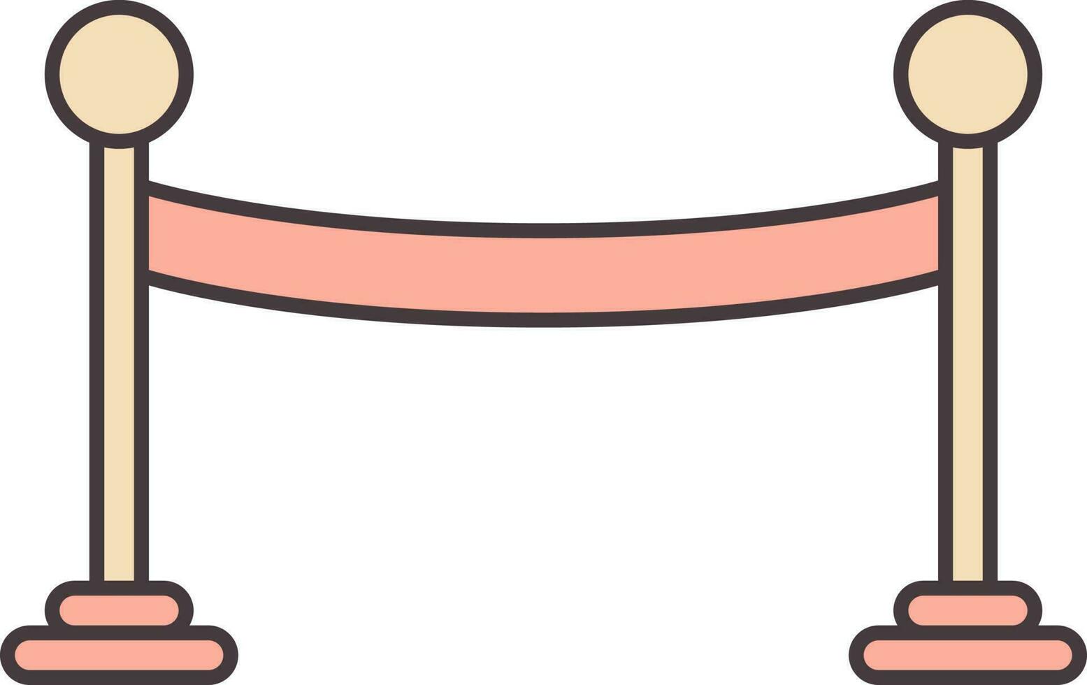Flat Style Rope Barrier Peach Yellow And Red Icon. vector