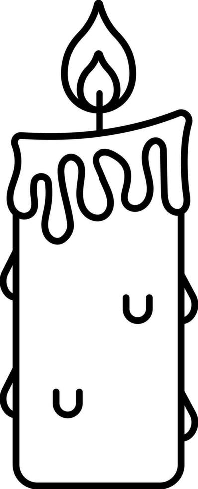 Isolated Burning Candle Icon In Black Thin Line Art. vector