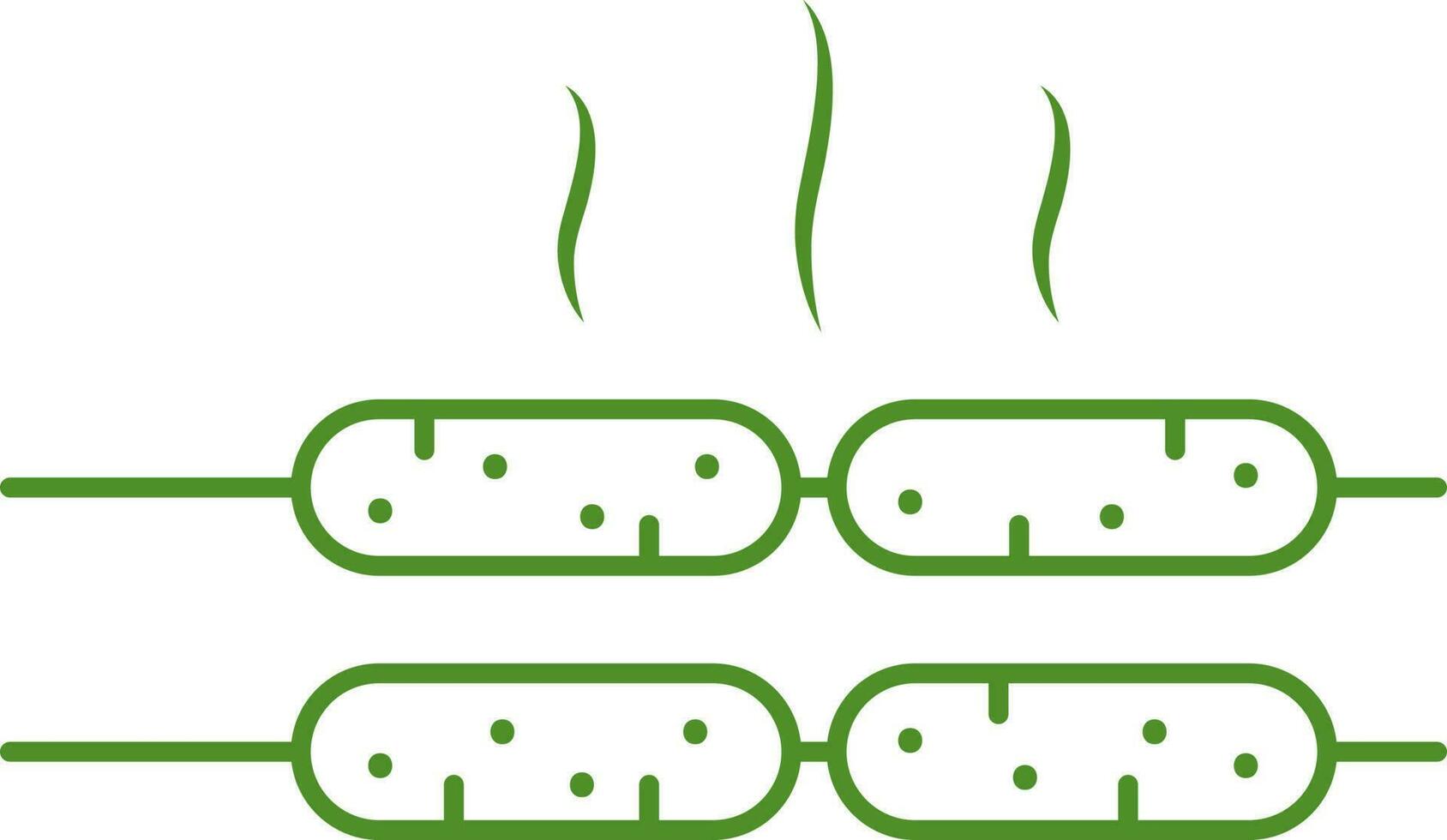 Hot Kebab Icon In Green Linear Style. vector