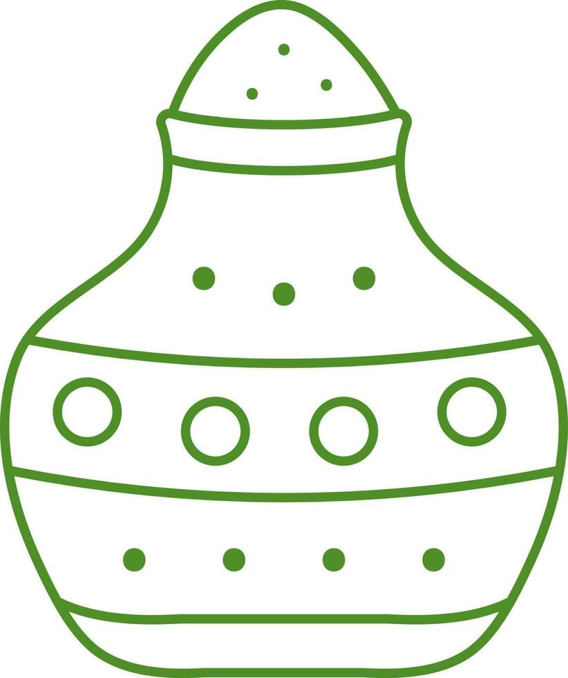 Green Line Art Spice Clay Pot Icon. vector