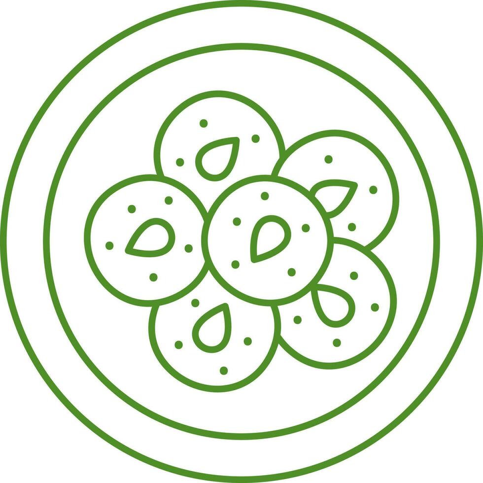 Top View Graybeh Cookies Plate Green Outline Icon. vector