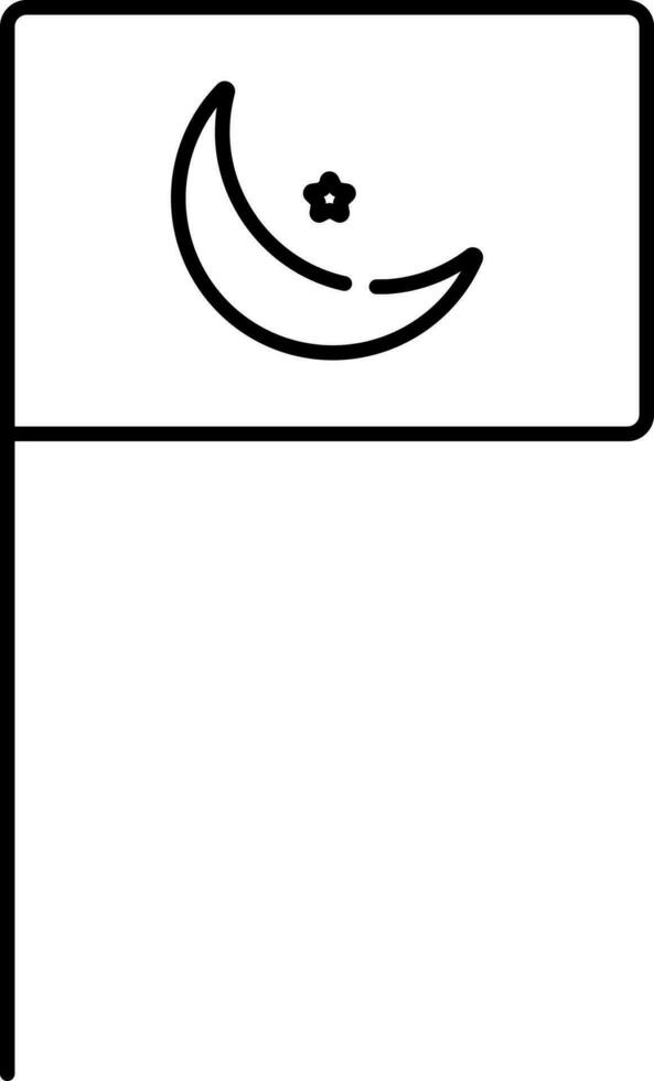 Black Line Art Muslim Flag Icon Or Symbol. vector