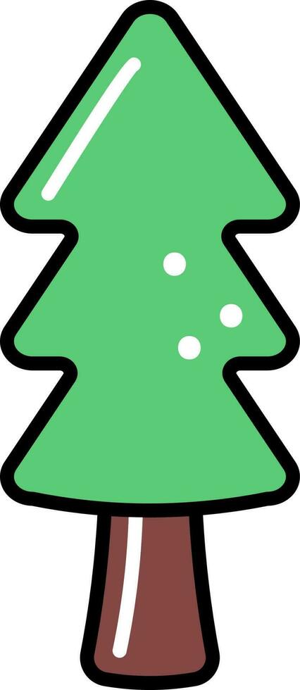 Xmas Tree Icon In Green And Brown Color. vector