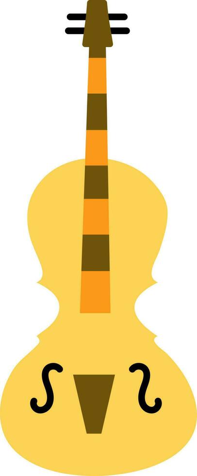 Flat Guitar Icon In Yellow And Brown Color. vector