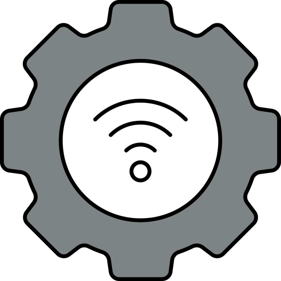 Wifi Setting Icon Or Symbol In Grey Color. vector