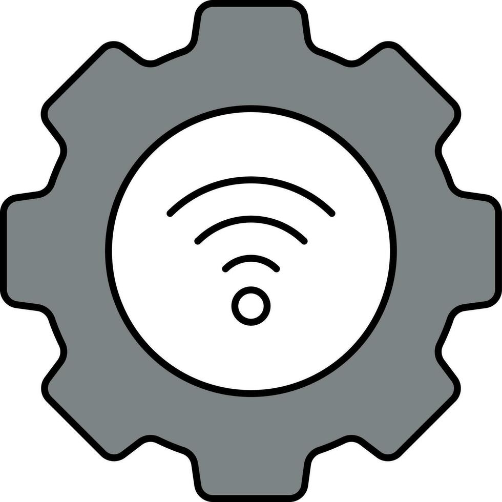 Wifi Setting Icon Or Symbol In Grey Color. vector