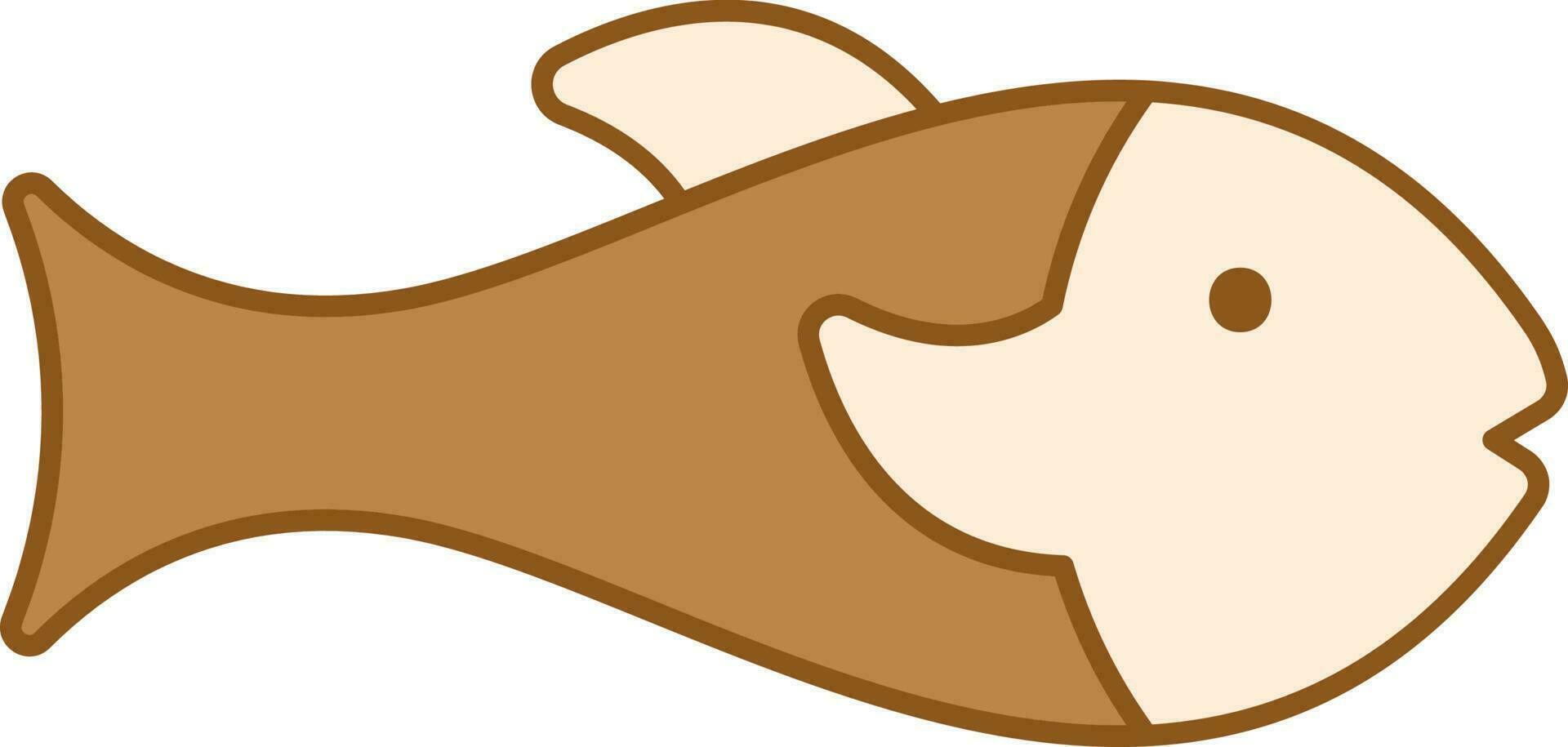 Illustration Of Fish Icon In Brown Color. vector