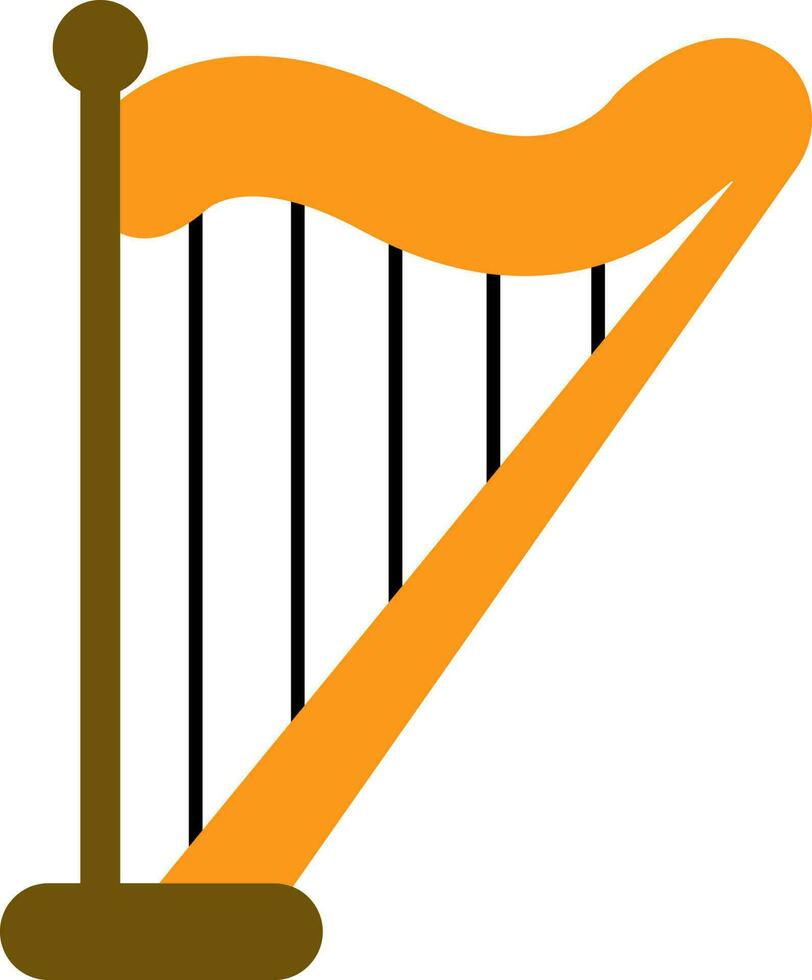 Isolated Harp Music Instrument Icon In Brown And Orange Color. vector