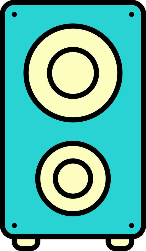 Yellow And Teal Sound Speaker Flat Icon. vector