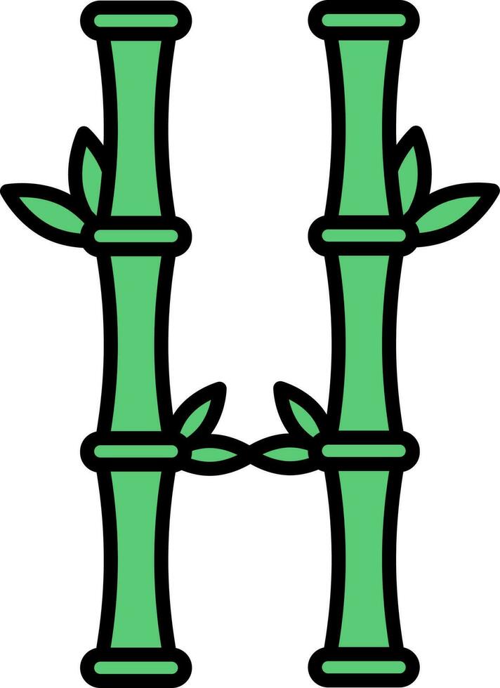 Flat Style Bamboo Icon In Green Color. vector