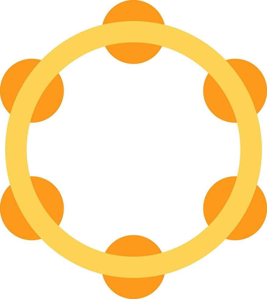 Flat Timbrel Icon In Orange And Yellow Color. vector