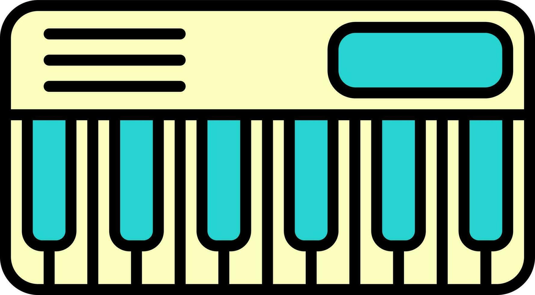amarillo y verde azulado ilustración de piano teclado icono. vector