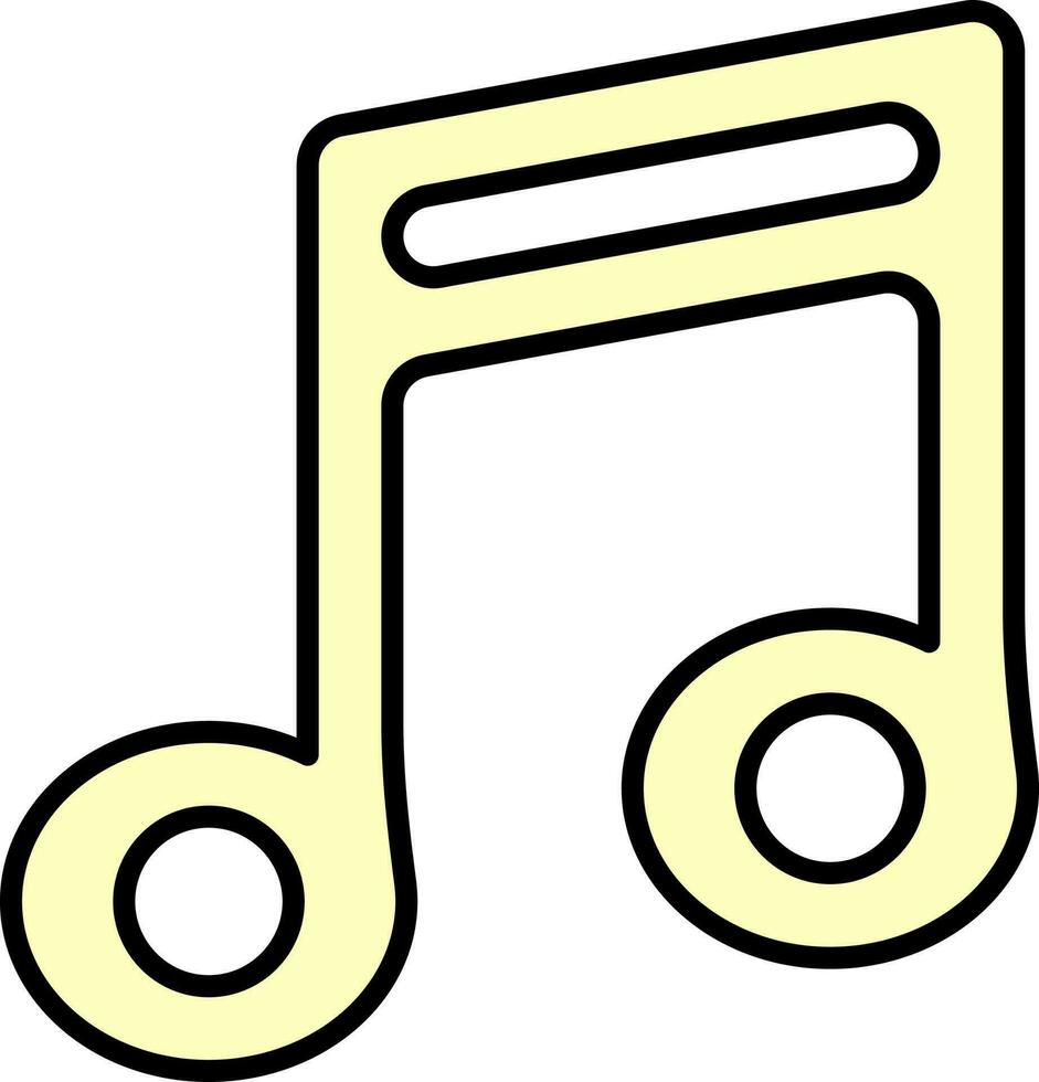 Yellow Music Quaver Icon Or Symbol. vector