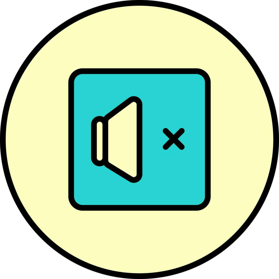 Silent Icon Or Symbol In Yellow And Teal Color. vector