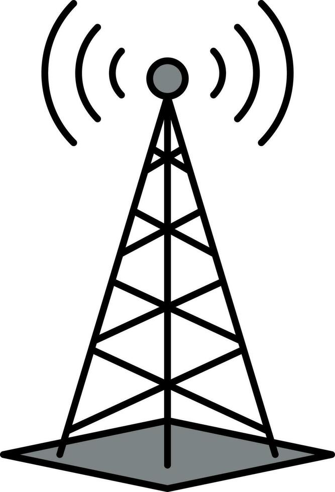 Flat Style Signal Tower Icon In Black Color. vector
