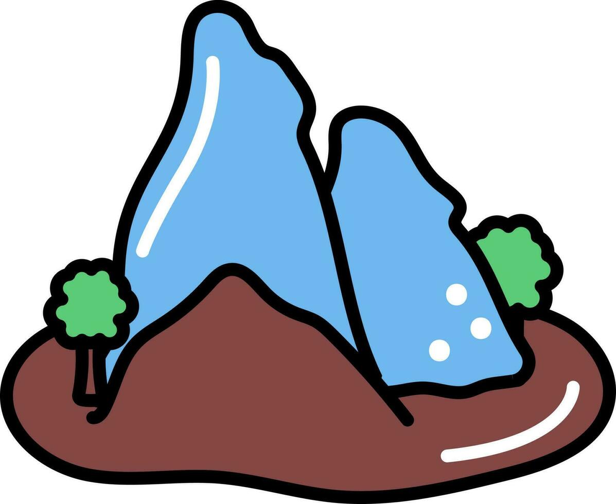 Forest Mountain Colorful Icon In Flat Style. vector