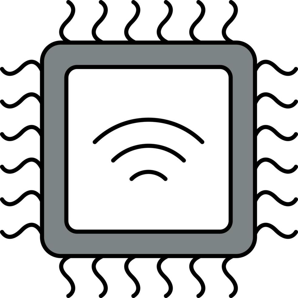 Flat Style Wifi Chip Icon In Grey And White Color. vector