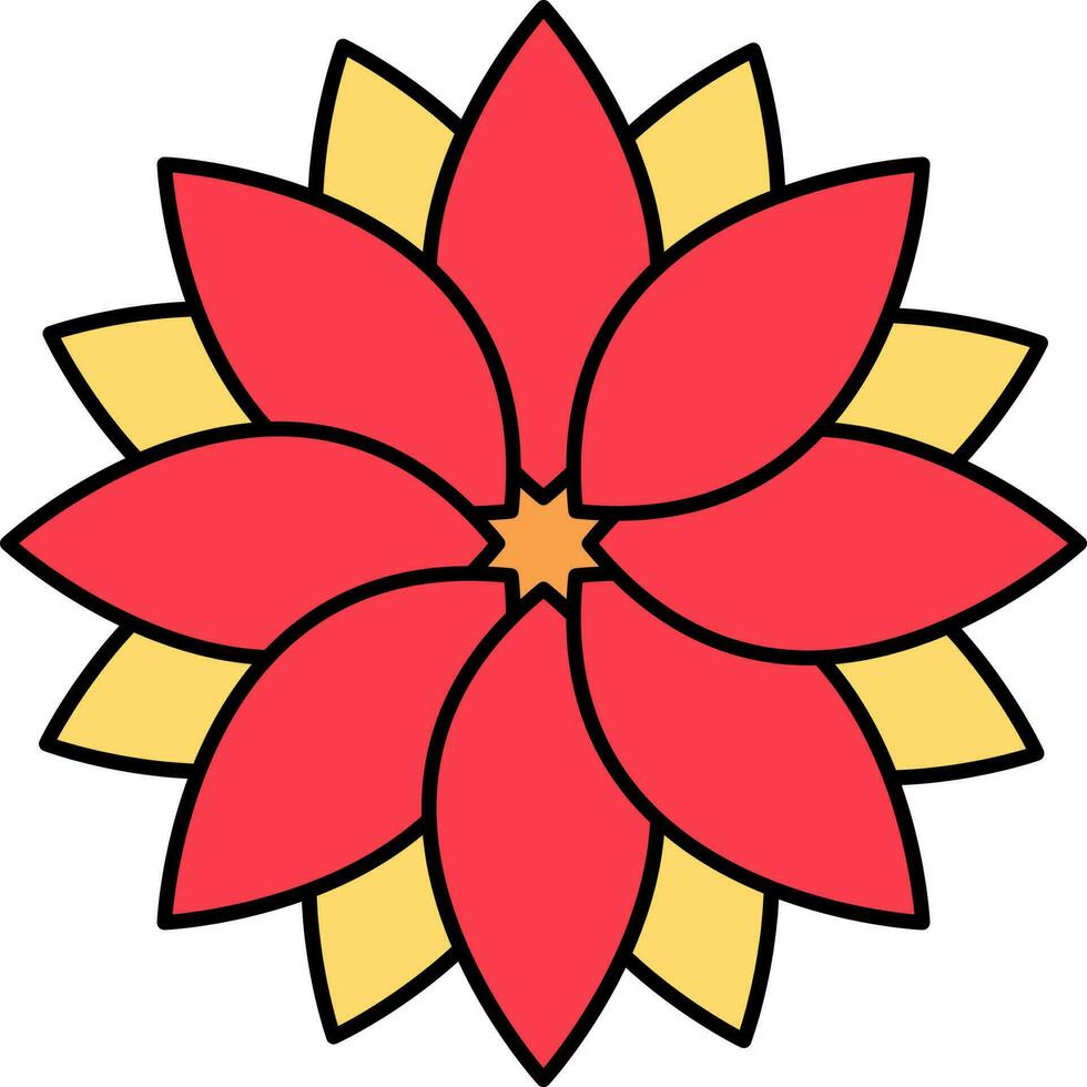 Red And Yellow Water Lilly Icon In Flat Style. vector