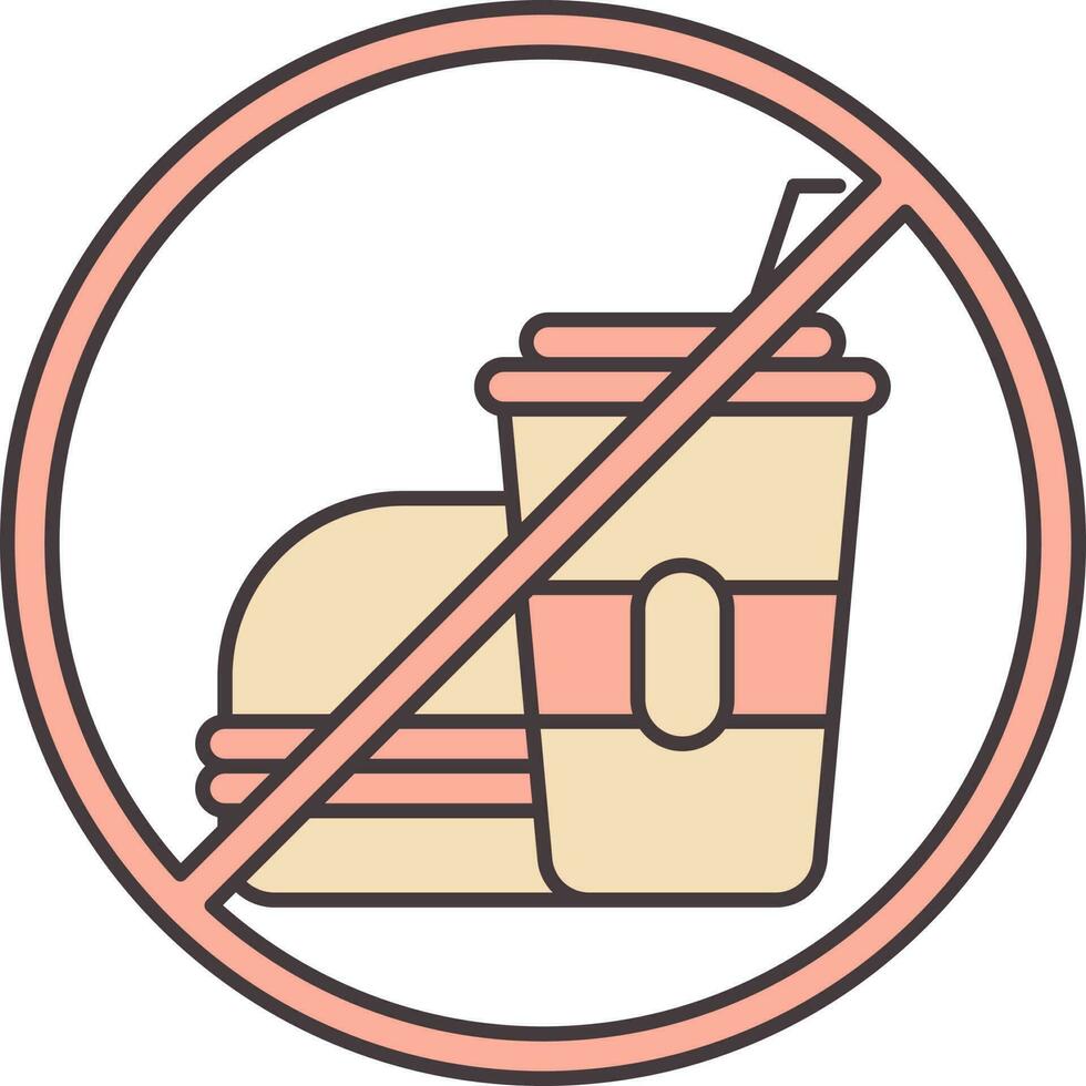 No Fast Food Icon In Peach Color. vector
