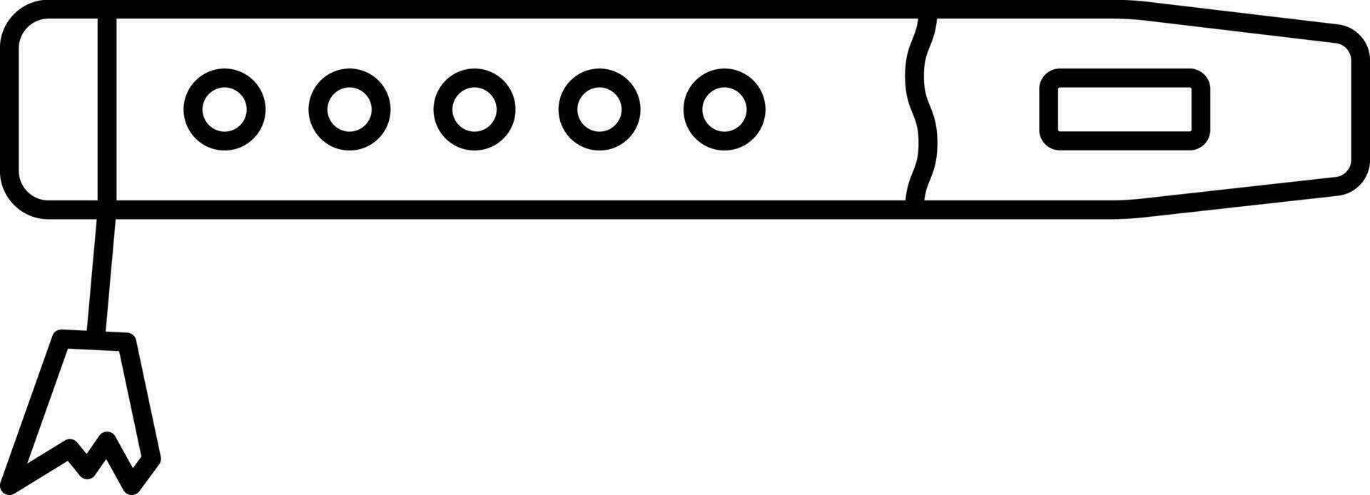 Black Thin Line Art Of Flute With Hanging Tassel Icon. vector