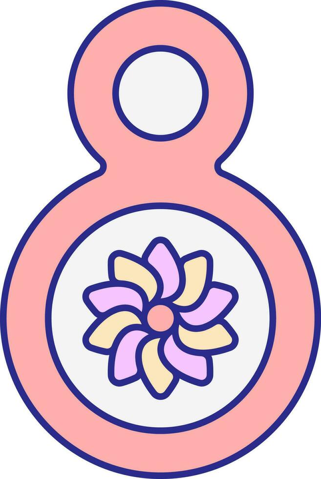 Flower With 8th Number Colorful Icon. vector