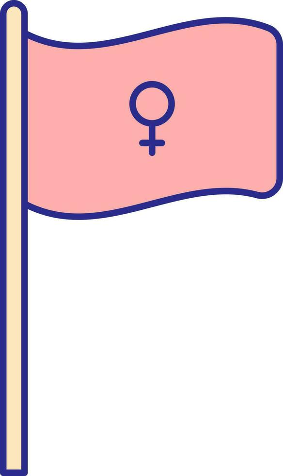 Female Gender Symbol Flag Icon In Red Color. vector