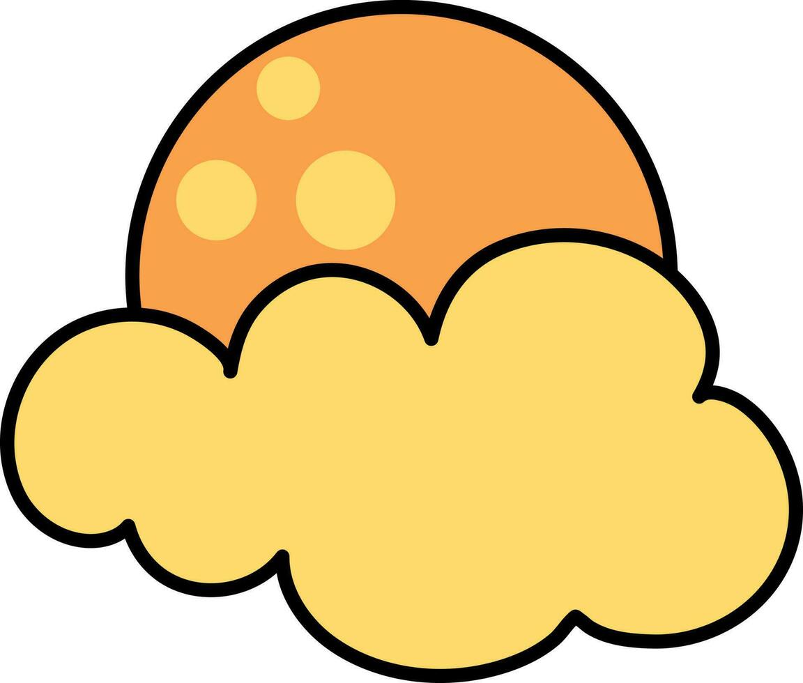 Yellow And Orange Illustration Of Moon With Sky Icon In Flat Style. vector