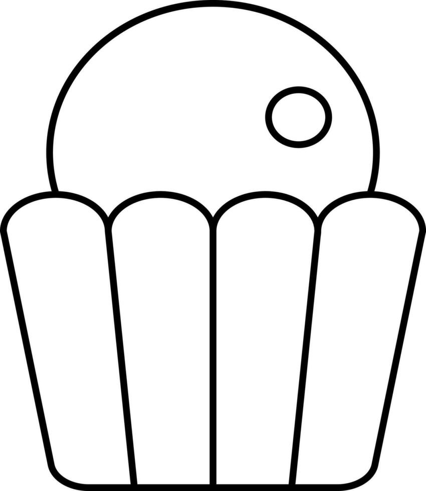 Black Outline Illustration Of Cupcake Icon. vector