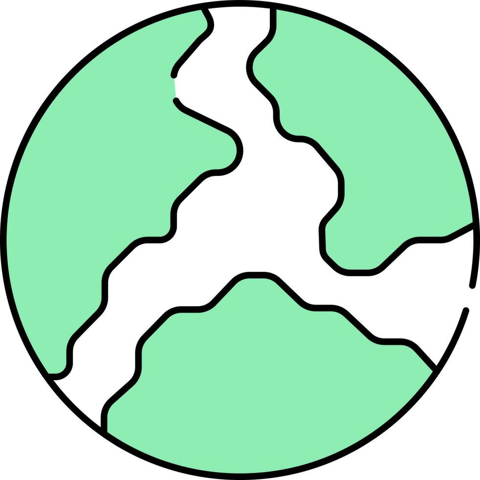 Flat Illustration Of Earth Globe Green And White Icon. vector