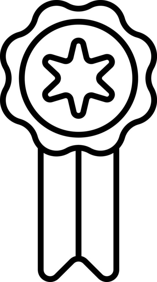 Star Badge Medal Icon In Black Outline. vector