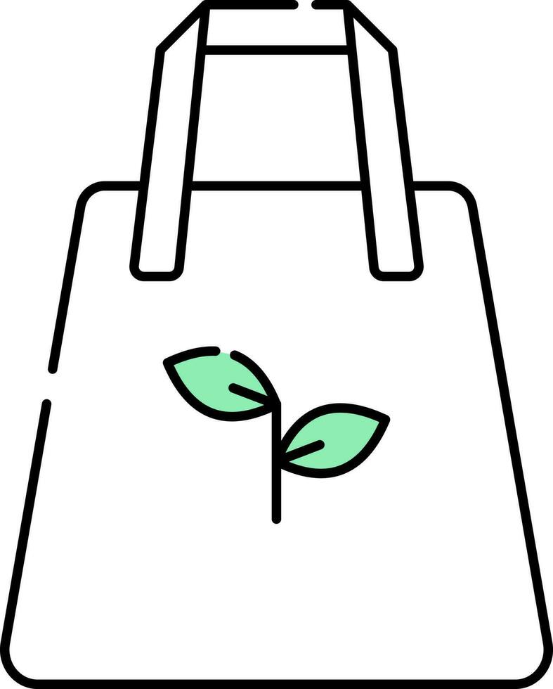 Green And White Illustration Of Eco Bag Flat Icon. vector