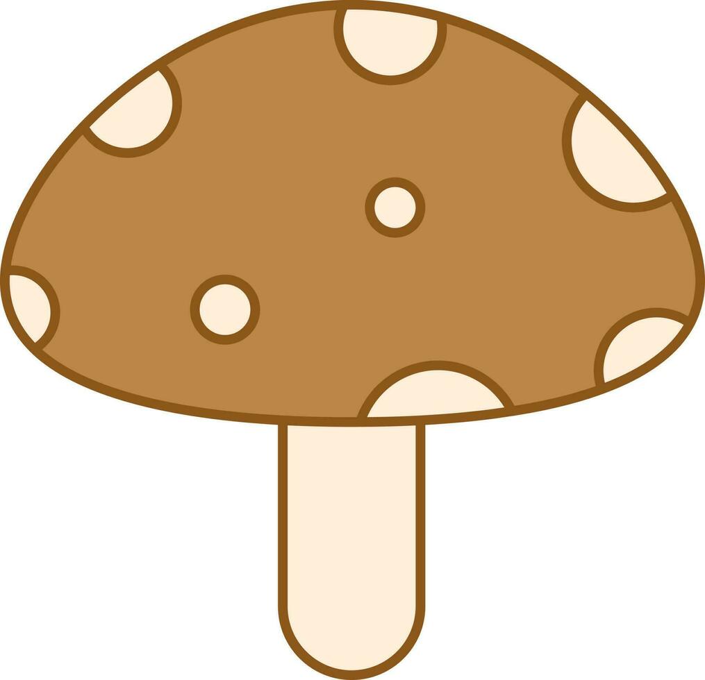 Flat Style Mushroom Icon In Brown Color. vector