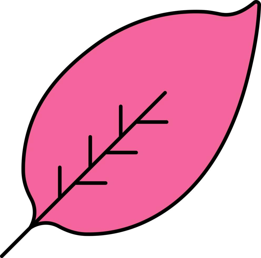 Pink Oval Leaf Icon In Flat Style. vector