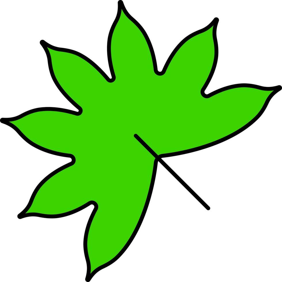 Flat Maple Leaf Icon In Green Color. vector