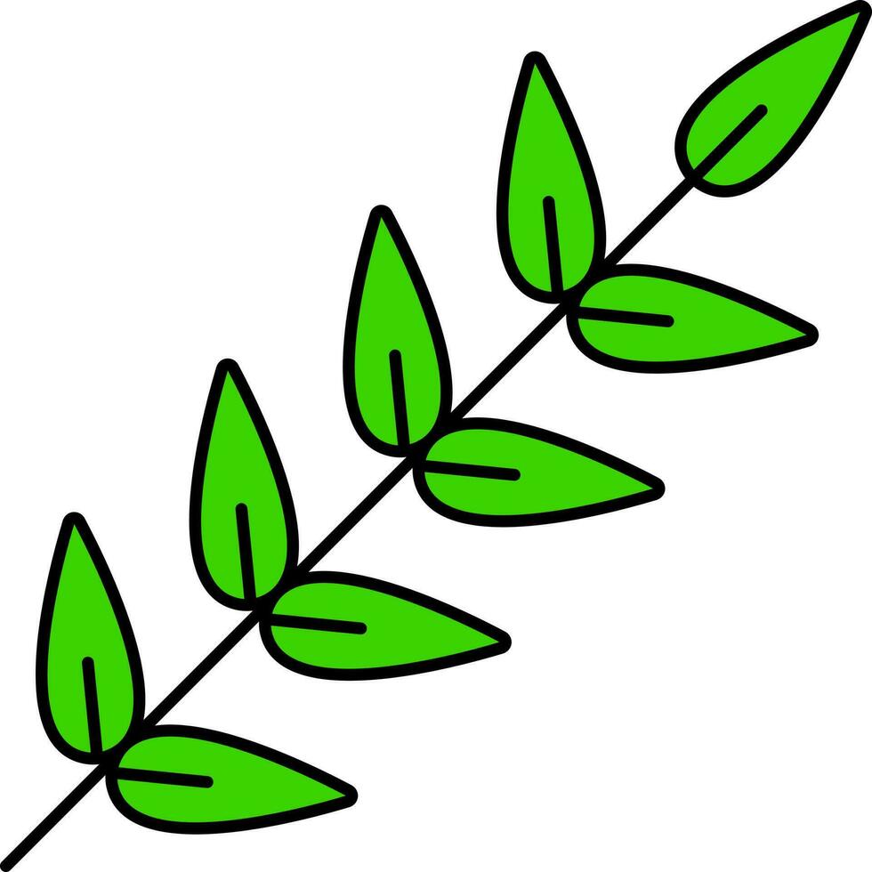 Green Leaves Branch Icon In Flat Style. vector